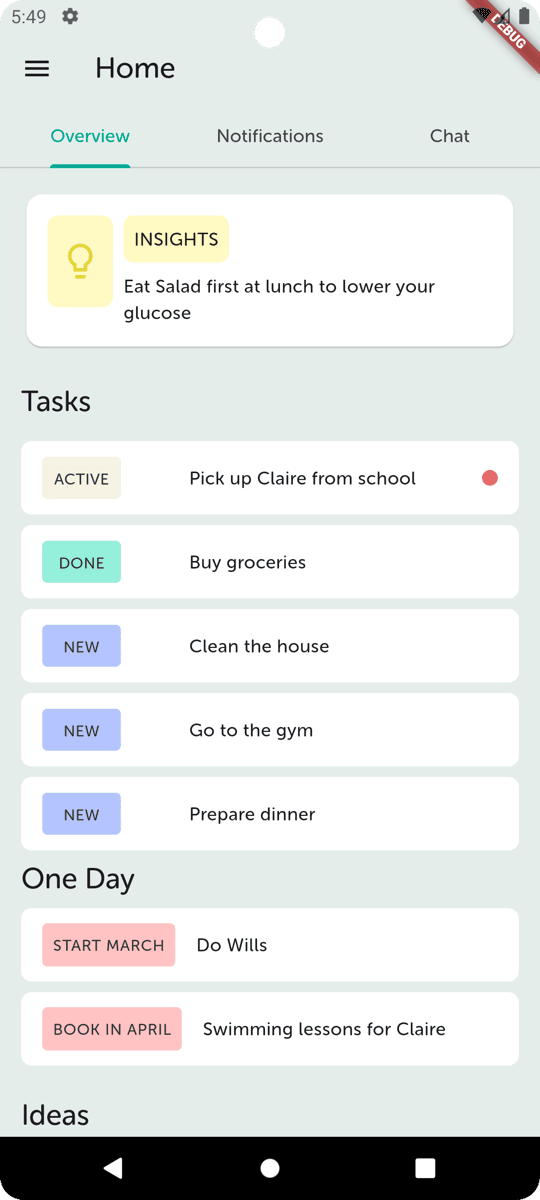 Lighten app: the AI assistant chat screen