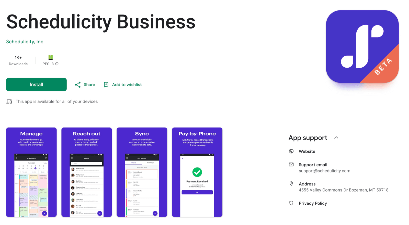 Schedulicity Business app: the custom calendar view