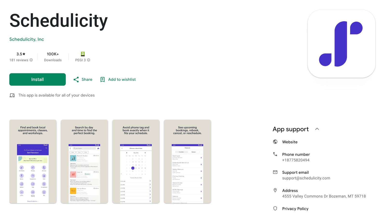 Schedulicity Consumer app: booking screens